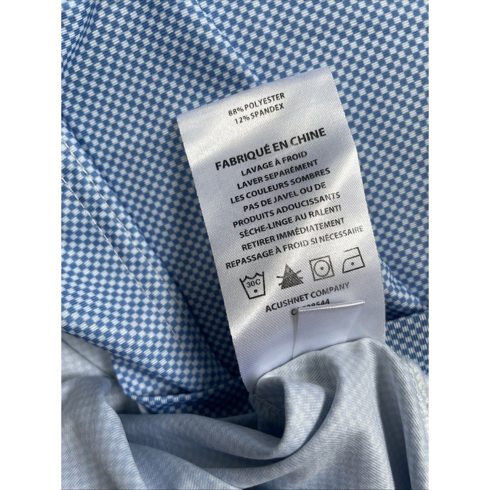 FootJoy Golf Polo Shirt Mens Large Blue White Check Performance Stretch - Picture 5 of 7